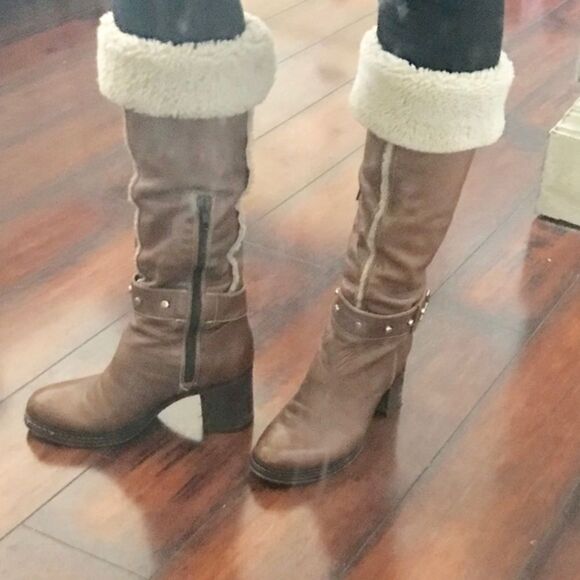 NAPOLEONI fur lined cognac leather MADE IN ITALY BOOTS, size 6 - Picture 7 of 9